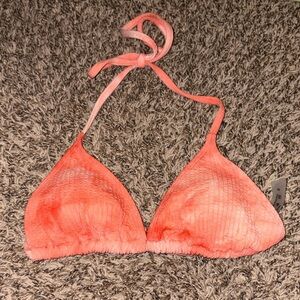 Coral TieDye Halter Triangle Bikini Top